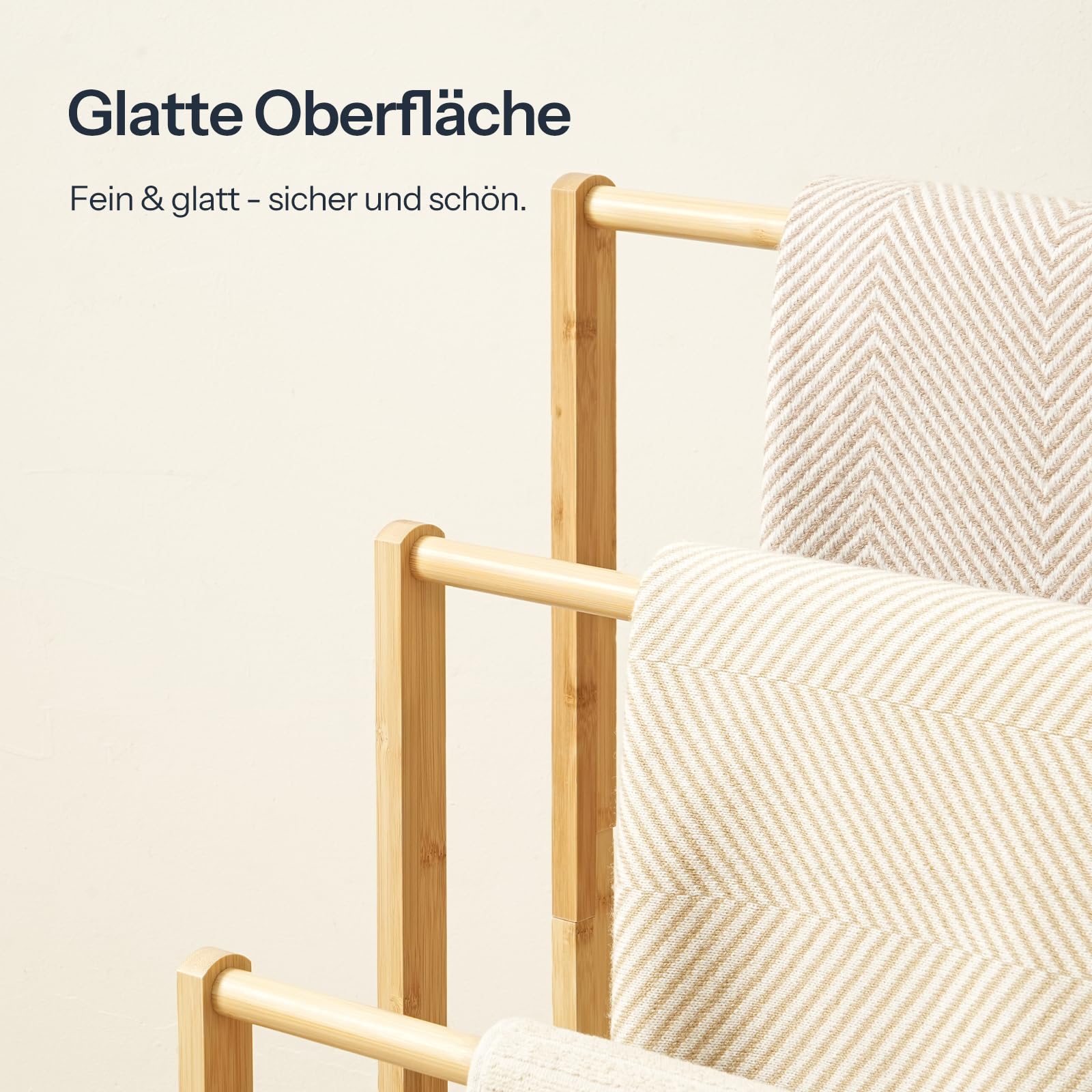 HOOBRO 3-stufige Handtuchleiter, Handtuchständer aus Bambus, Handtuchhalter mit Ablage, 3 Stangen, gestuftes Ausstellungs- und Lagerregal, Deckenhalter für Schlafzimmer, Badezimmer, Natur EYL03LB01G1