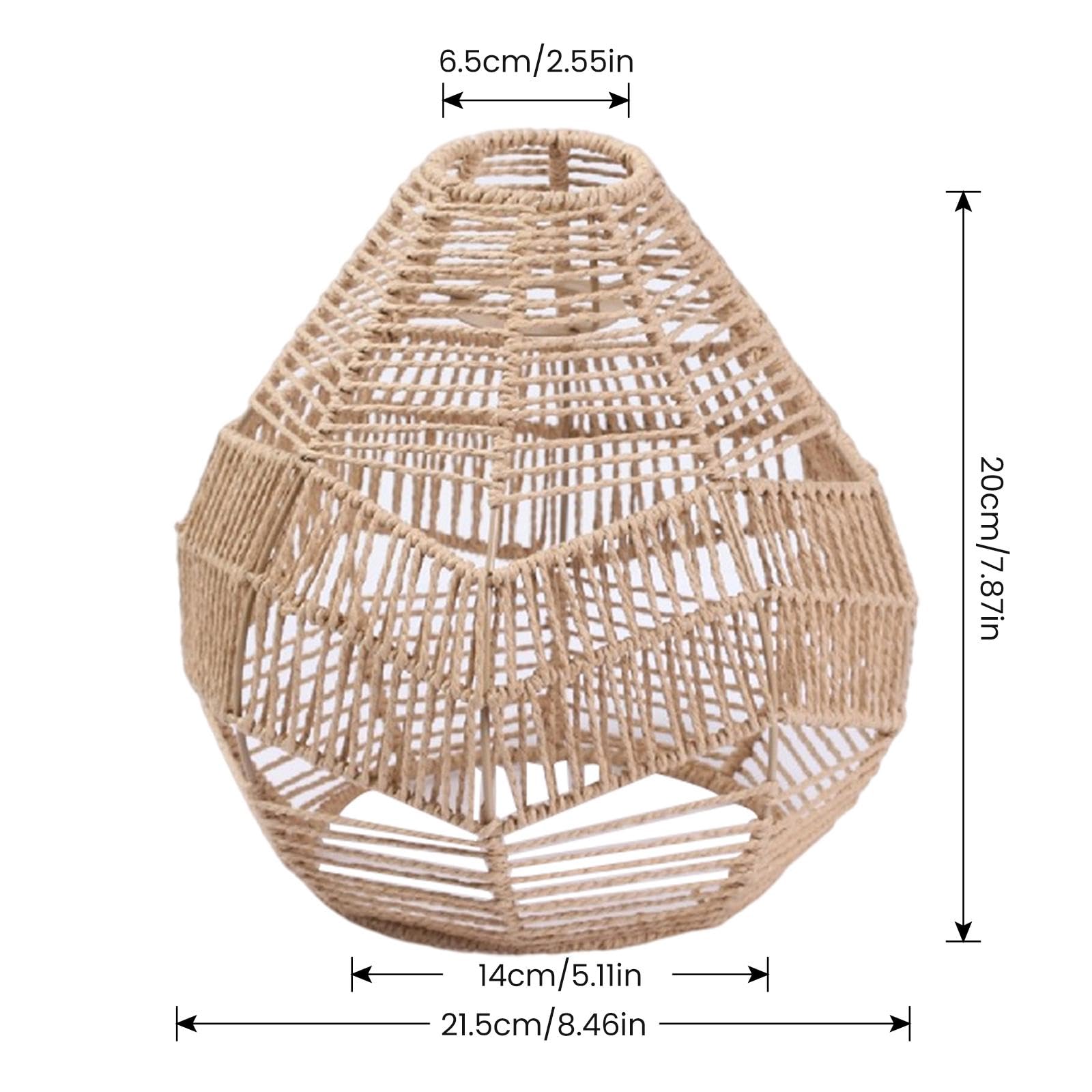 Baoblaze Rattan Lampenschirm Hängend, Korb Lampenschirm für Hängelampe, Boho Lampe Pendelleuchte, Rattan Bambus Hängeleuchte Esstischlampe für Schlafzimmer Flur Küche Esstisch