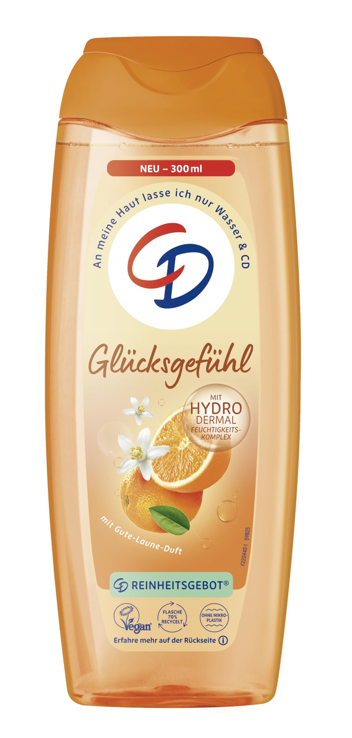 CD Dusche 'Glücksgefühl' | Belebendes Duschgel mit Gute-Laune-Duft | Mit Hydro-Dermal-Komplex | Für empfindliche Haut | ohne Mikroplastik & vegan | 300ml