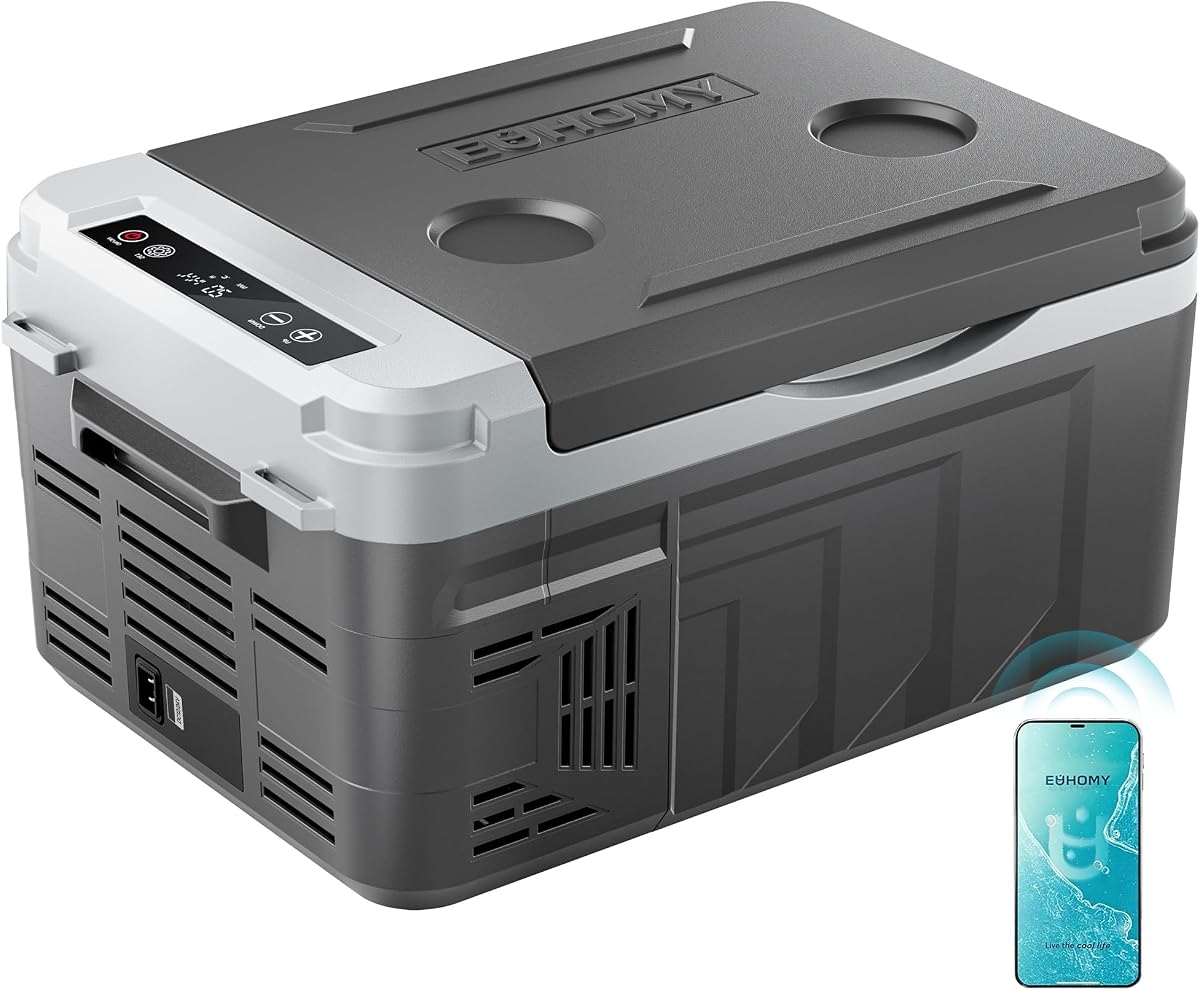 12 Volt Refrigerator, 12 Quart (10L) Compressor Electric Cooler APP Control, Car Fridge 12/24V DC & 120-240V AC, Car Refrigerator -4℉~68℉, Portable Freezer for RV, Travel, Camping | No Ice Needed, 12V&100-240V,Compressor Cooling, ECO/MAX Modes, 3-Level Battery Protection, 45 dB, Camping/RV/Travel Use