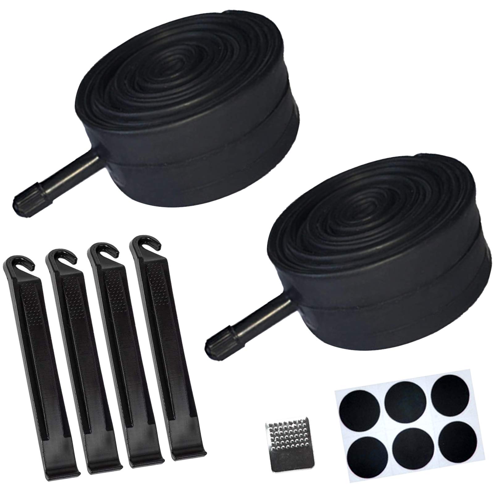 2 Pack 16” x 1.75/1.95/2.15 Bike Inner Tube with Bike Tube Repair Tool Kits, 4 Tire Levers, 6 Self-Adhesive Round Patches, 1 Metal Rasp, Suitable for Most 16” Kid Bike