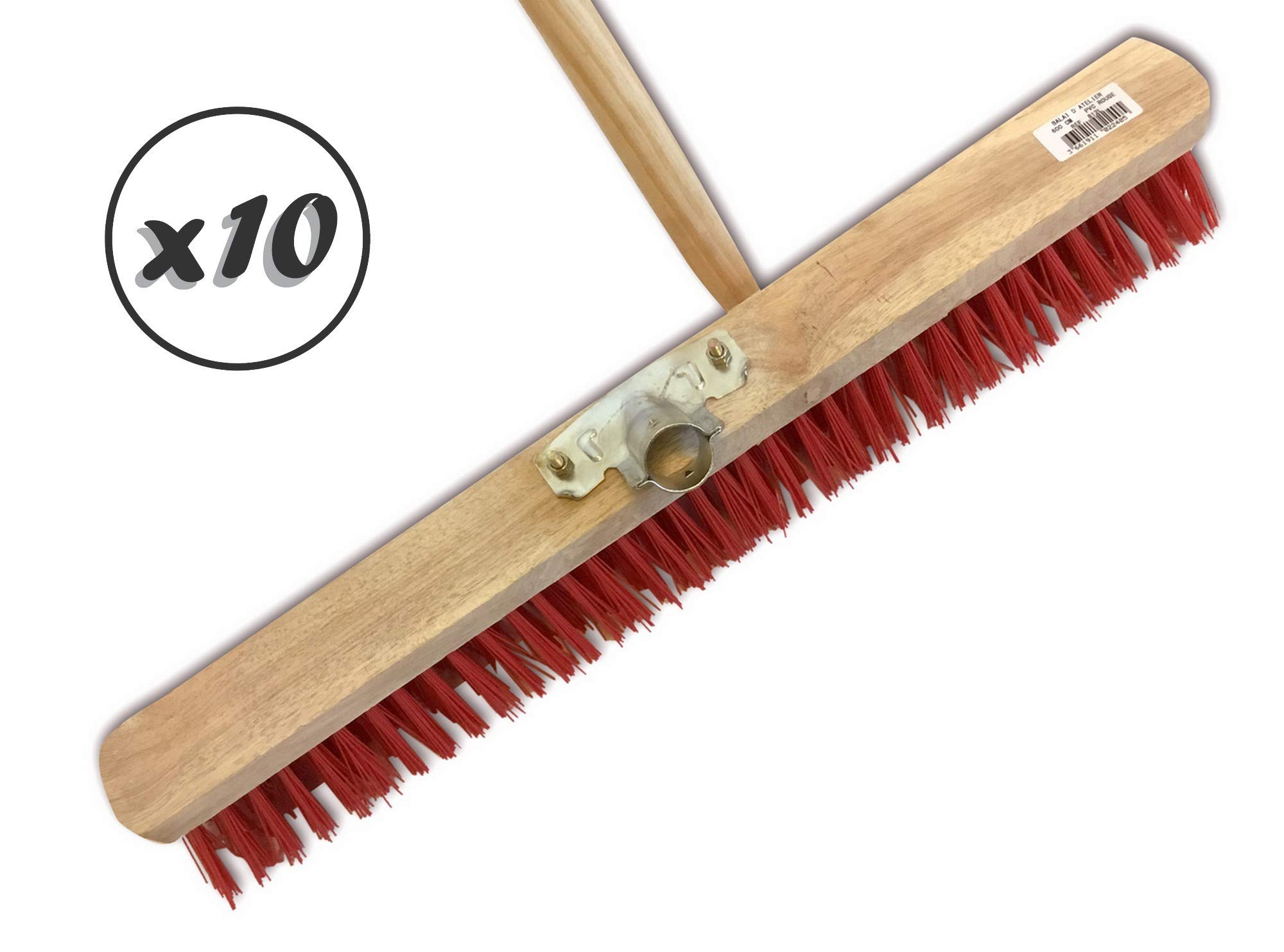 Rękawy mop warsztatowy typu lambrekin | Zestaw 10 sztuk, tor zewnętrzny, długość 60 cm, wypełnienie szczotki PVC, podeszwa drewniana, tuleja śrubowa Ø 28 mm, drewniany uchwyt 1,40 m | Kibros 2360BMx10