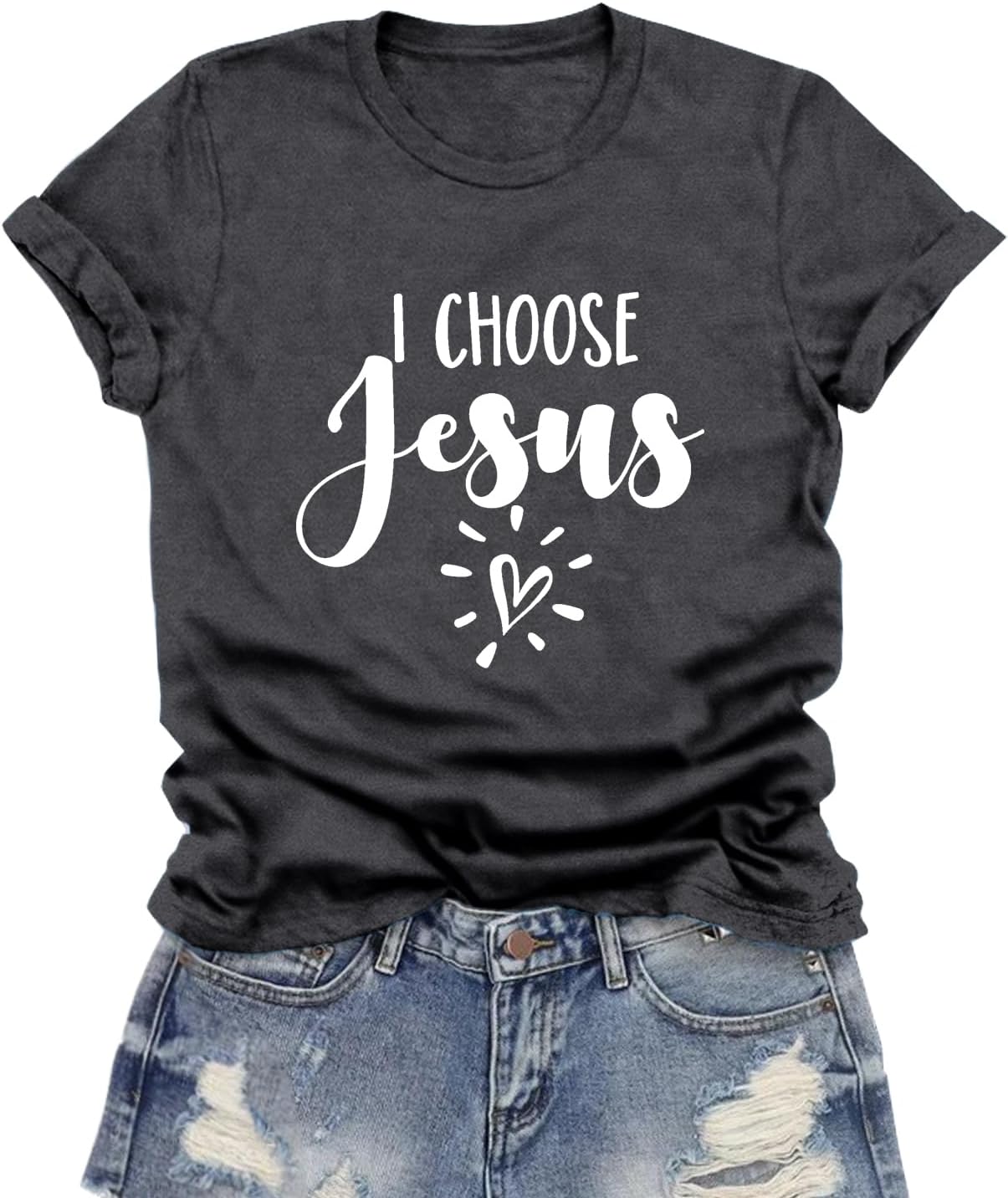Christian Shirts for Women Jesus T-Shirt I Choose Jesus Tee Tops