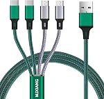 Multi Charging Cable[3A 4Ft 2-Pack], New Braided 4 in 1 USB with 2 Type C/2 Micro USB Connectors Fast Charger Cord, for iPhone 17 16 15 Series, Google, Samsung, LG, Sony, Cell Phones Tablets and More