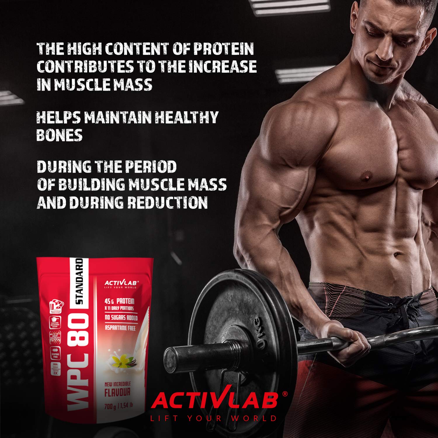 ACTIVLAB - Gainer de Masse Musculaire avec Protéine de Lactosérum Faible en Sucre - 700g Vanille - 23 Rations - musculaire WPC 80