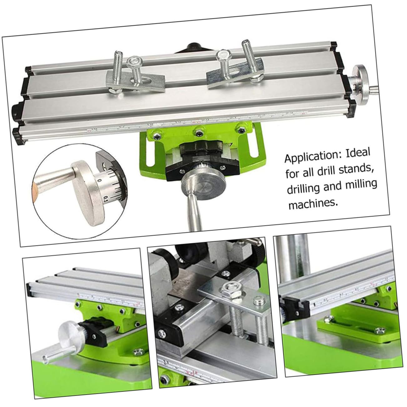 Mini Supporto per Trapano da Banco, Tavolo a Croce Multifunzione | Acciaio Legato Verde, Design Compatto, per Supporti e Macchine di Foratura e Fresatura