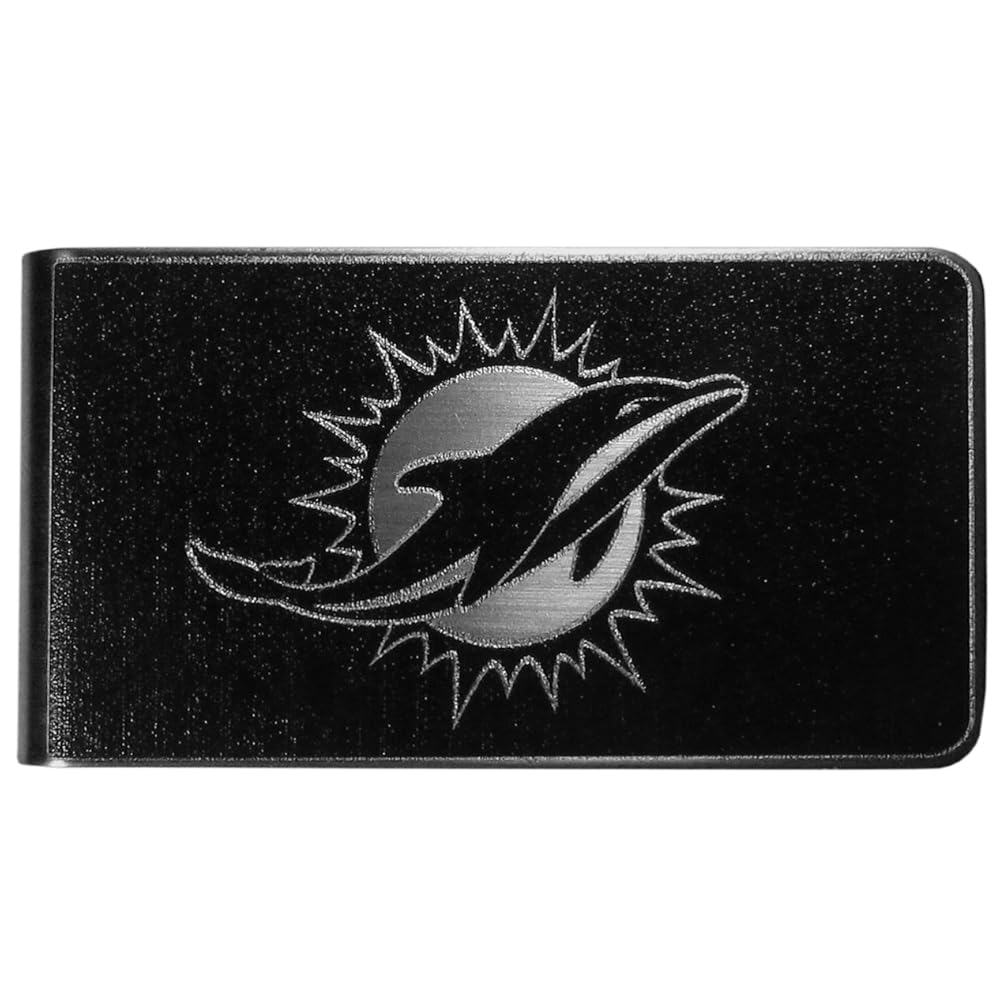 NFL Siskiyou Sports Mens Miami Dolphins Black and Steel Money Clip One Size Black