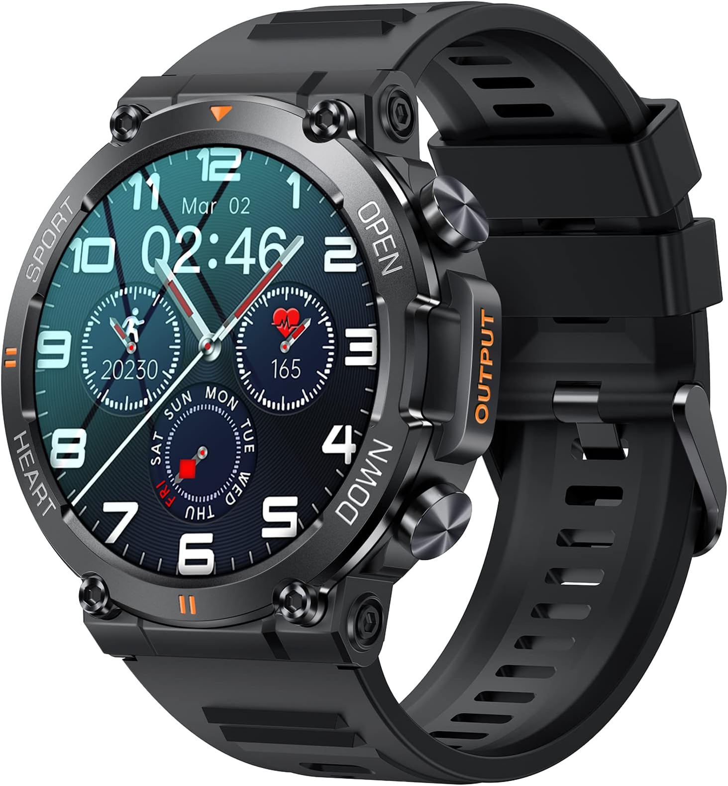 Tiwain Military Smart Watch for Men, 120+ Sport Modes 1.39" Full Screen Tactical watches Rugged for Android Phones iPhone Compatible Fitness Tracker Heart Rate Sleep Monitor Pedometer