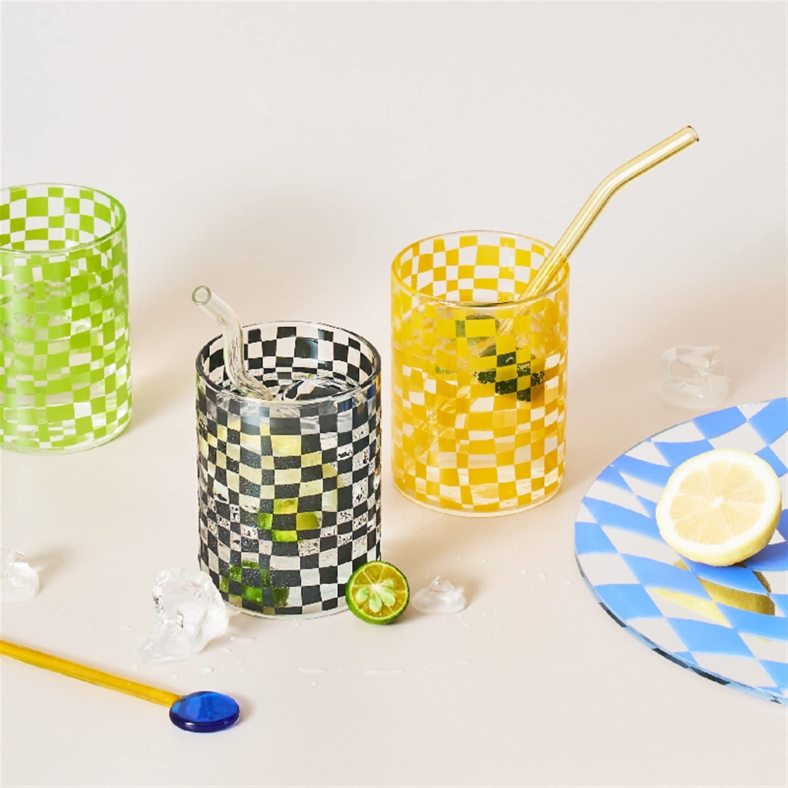 Becher Becher Classic Schachbrett Glas Milchbecher Handgefertigt Hitzebeständige Glas Familie Kaffeetasse Trinkwasser Saft Milch Kaffeetasse (Größe: 301-400ml, Farbe: Bianco)