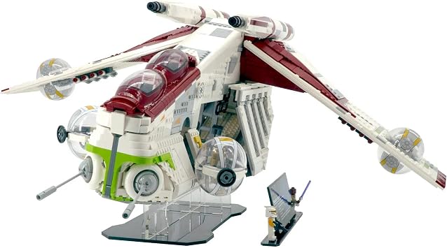 Display Stand Compatible with LEGO Star Wars 75309 Republic Gunship Angled Flight Display with Minifigure Base Set Not Included