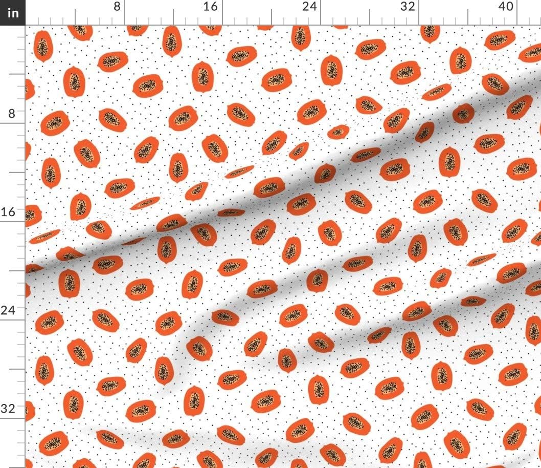 Spoonflower Fabric - Orange Papaya Seeds Exotic Tropical Fruit Hawaii Summer Printed on Petal Signature Cotton Fabric by The Yard - Sewing Quilting Apparel Crafts Decor