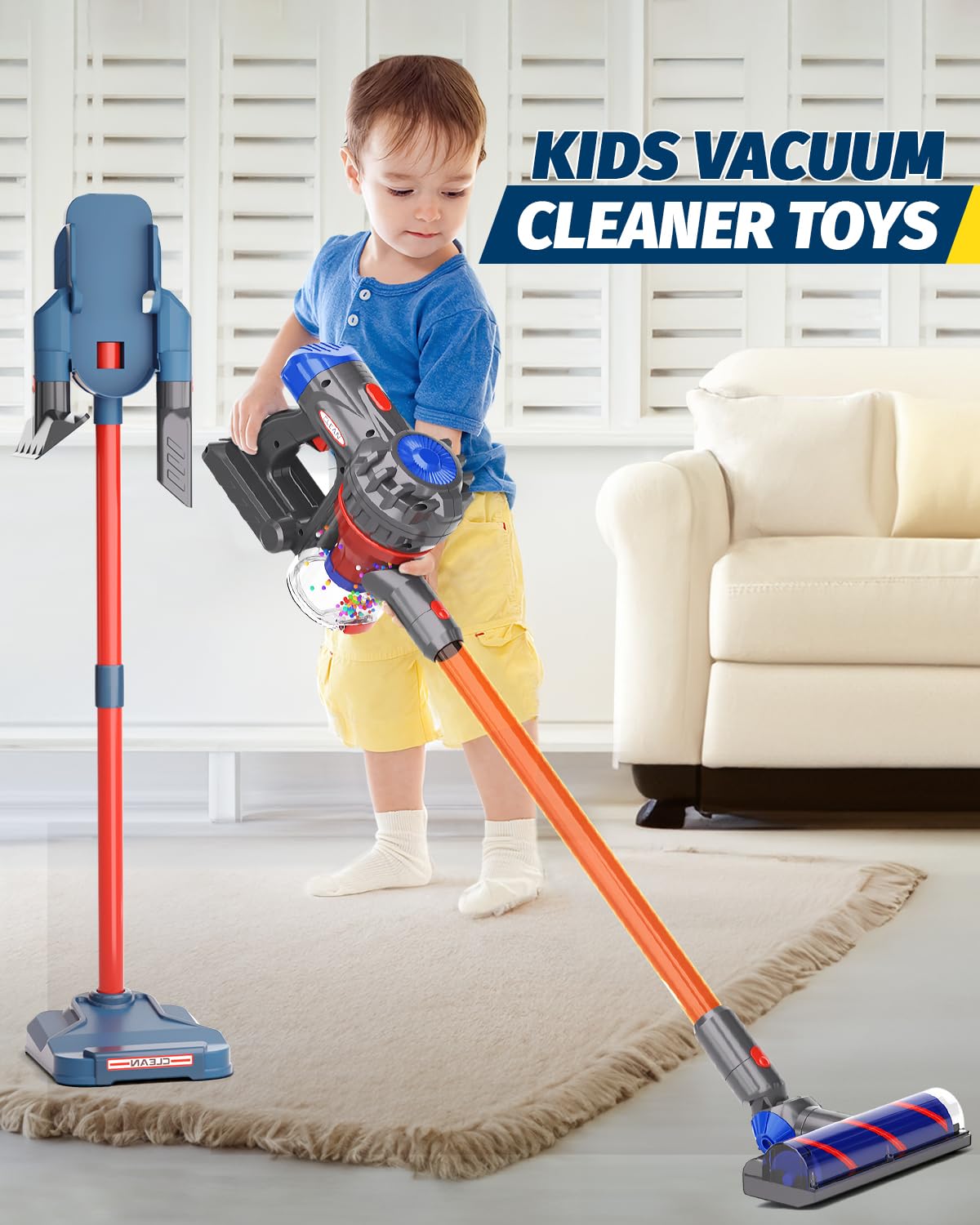 ZFSZSY Kids Vacuum That Really Works, Toddler Vacuum Toy That Works, Play Working Kids with Real Suction Pretend Cleaning Toys Cleaner Set for Toddlers