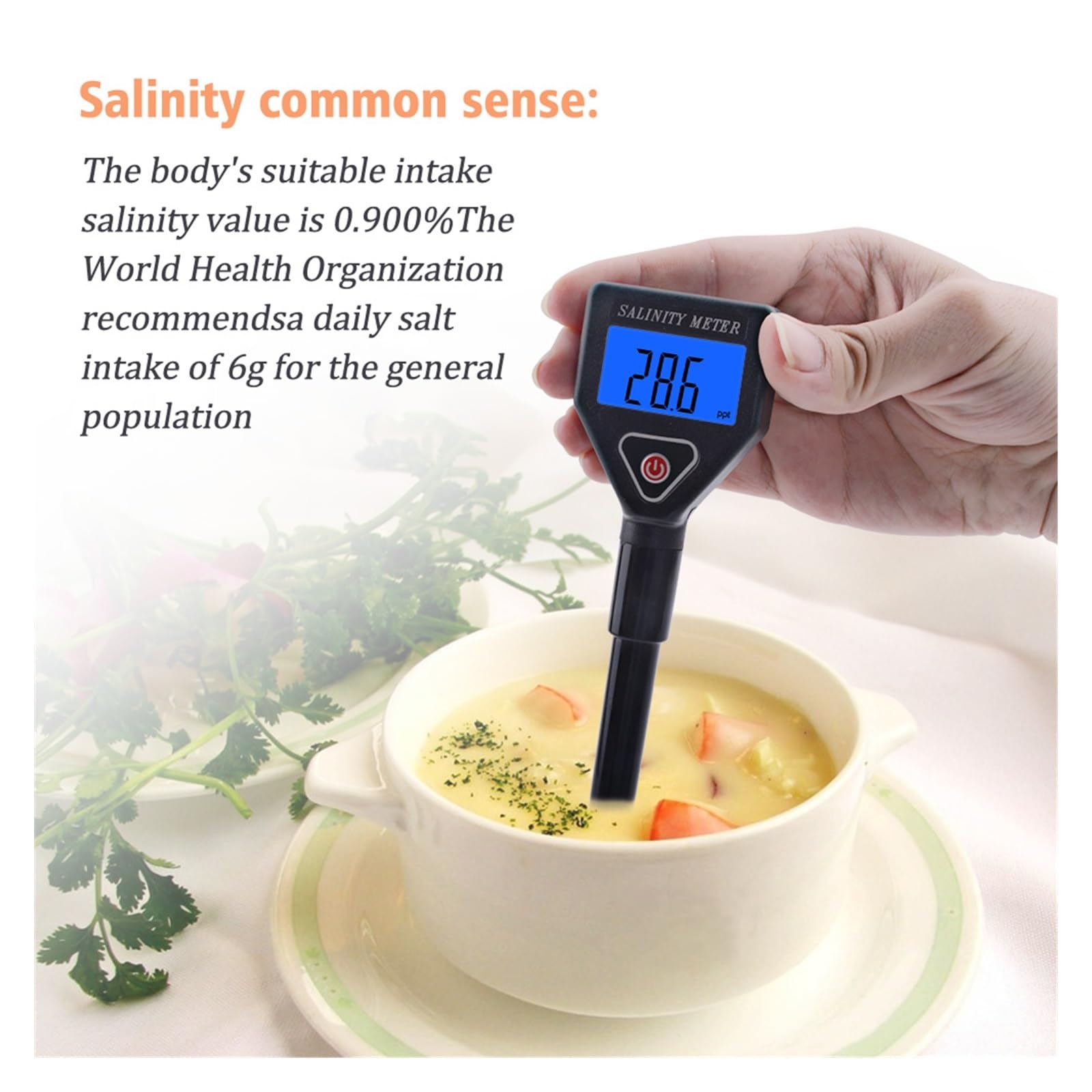 Misuratore di salinità portatile Salinometro Halometer Calibro di sale Salamoia Salamoia Acqua di mare Tester di salinità alimentare Concentrazione di sale Tester dell'acqua