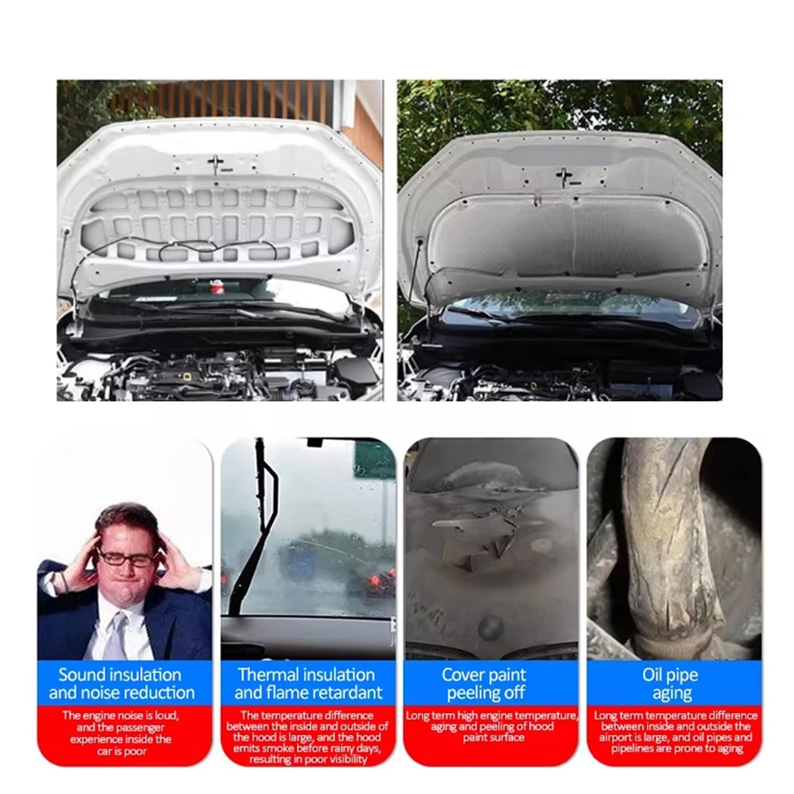 Para Kia para Optima TF K5 2011 ~ 2015 Almohadillas aislantes térmicas y acústicas para capós y maleteros de automóviles. Tablero aislamiento acústico térmico para coche(Style B)