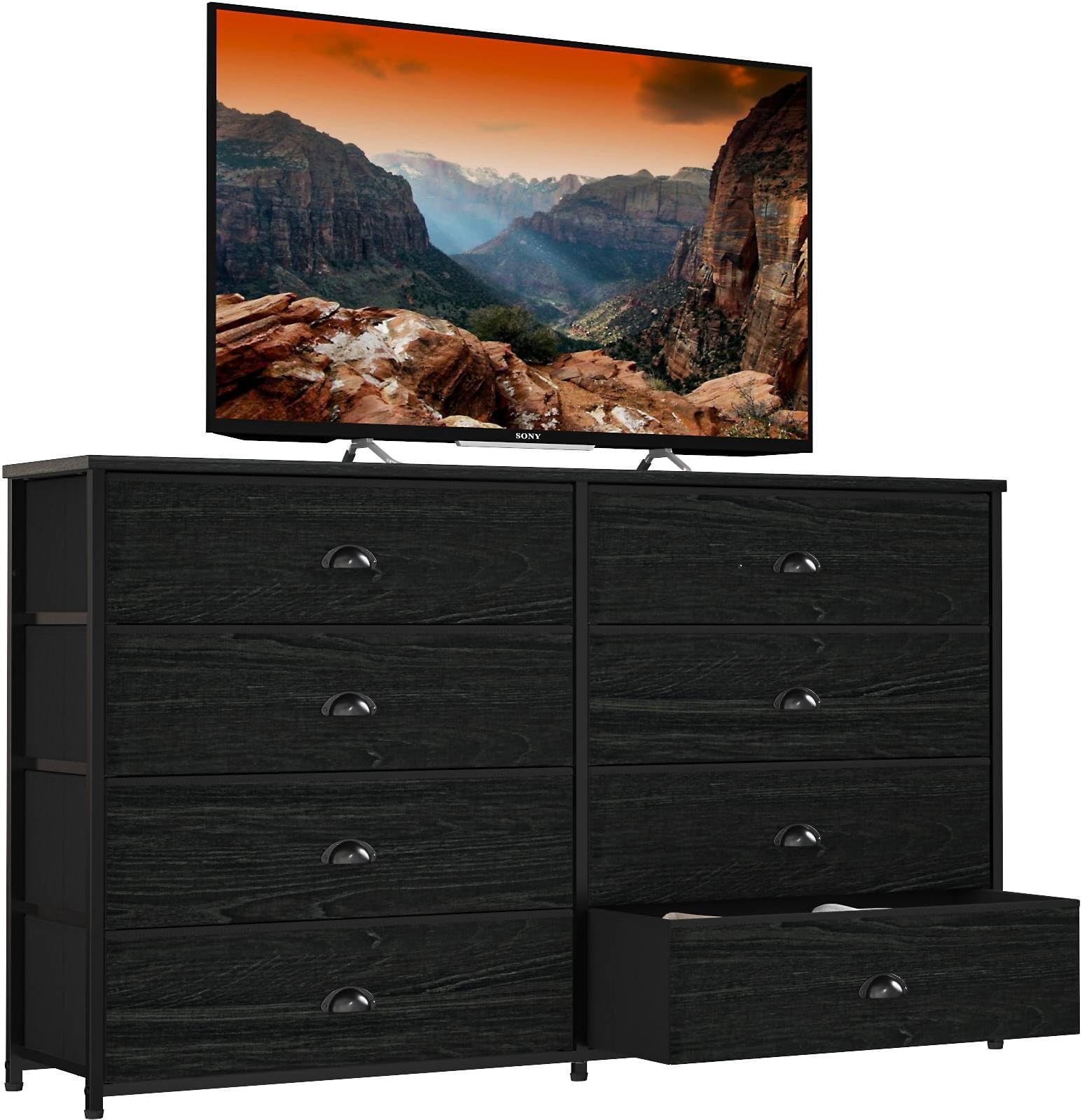 Furnulem Wide Dresser with 9 Large Drawers for 55'' Long TV Stand and Dresser TV