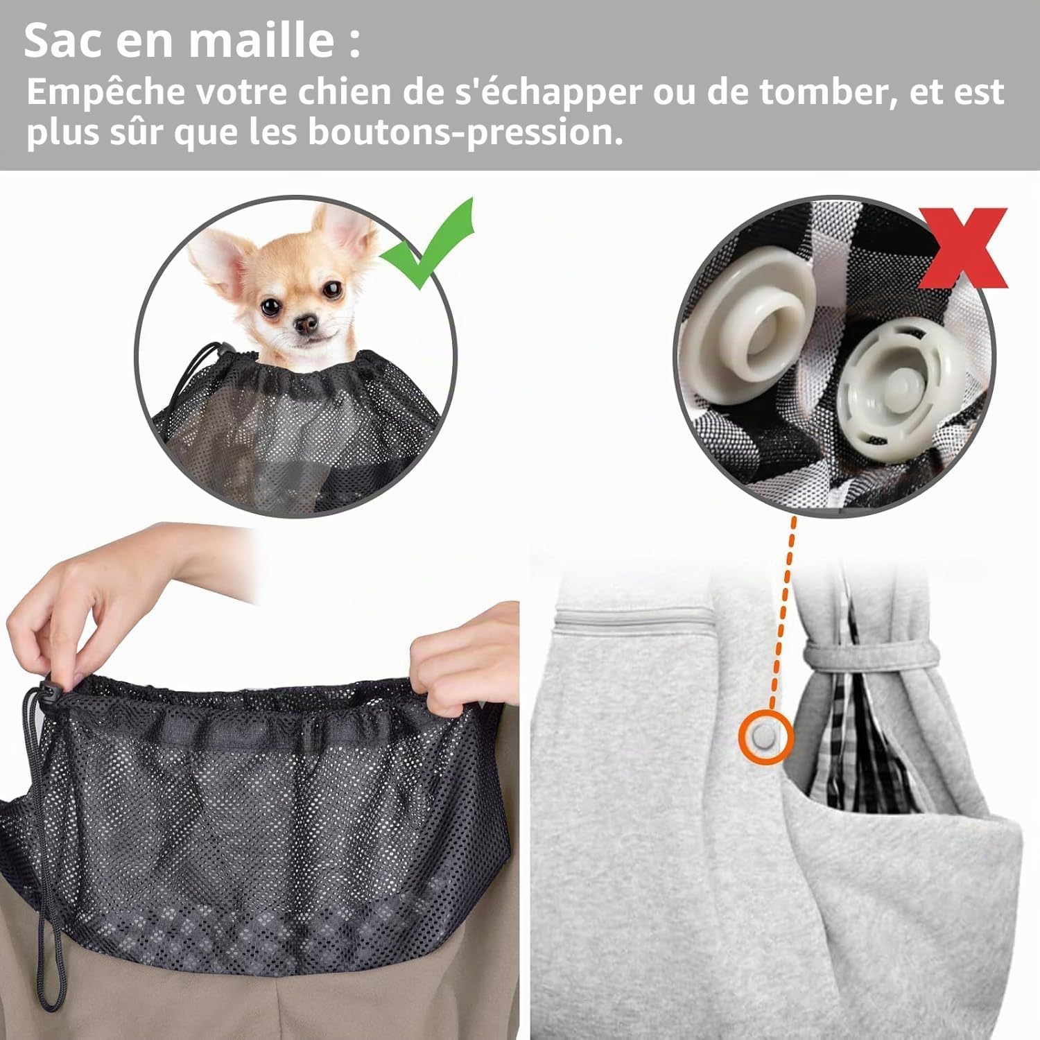 CUBY Sac de transport pour chiot, réglable et réversible pour chiens de petite et moyenne taille, mains libres, bandoulière de protection avec ceinture de sécurité, poche zippée, tapis inférieur