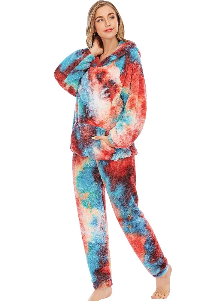 Tuta Pigiama con Cappuccio Donna Pile Tie Dye Pyjama Donna Homewear Donne  Loungewear Set Pigiami Felpati Invernali Femminili Pyjamas Morbidoso Tutone  Pigiama Felpato Peluche Oversize Caldi Morbido XS : Amazon.it: Moda