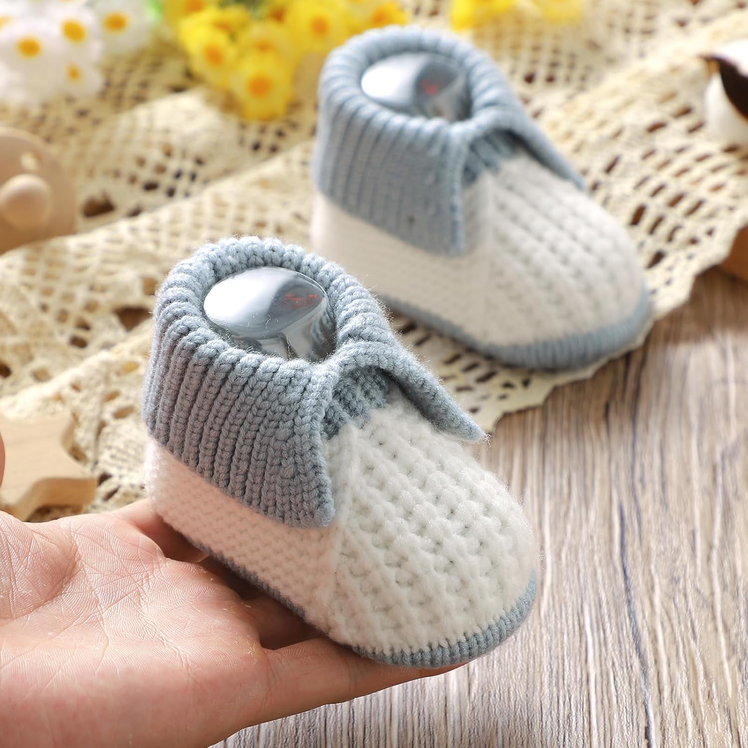 Neiwech Baby Booties Newborn Infant Sock Shoes Knit Crochet Soft Cozy Warm Boots for Boys Girls - Image 6