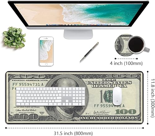 Miniatura 2 de Alfombrilla de escritorio para mouse para juegos con posavasos, 31.5 x 11.8 pulgadas, XXL grande y grande, para teclado de computadora, mouse con
