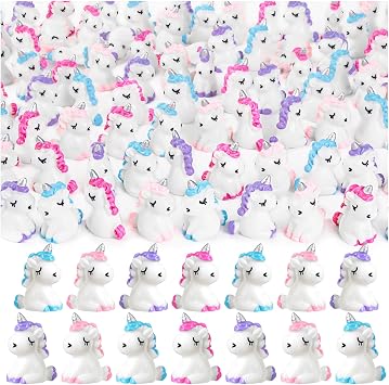 96Pcs Mini Resin Unicorn، Miniature Unicorn Figurines، Mini Resin Animals to Hide for Garden Landscape Aquarium Dollhouse Birth Party Room Crafts Decor