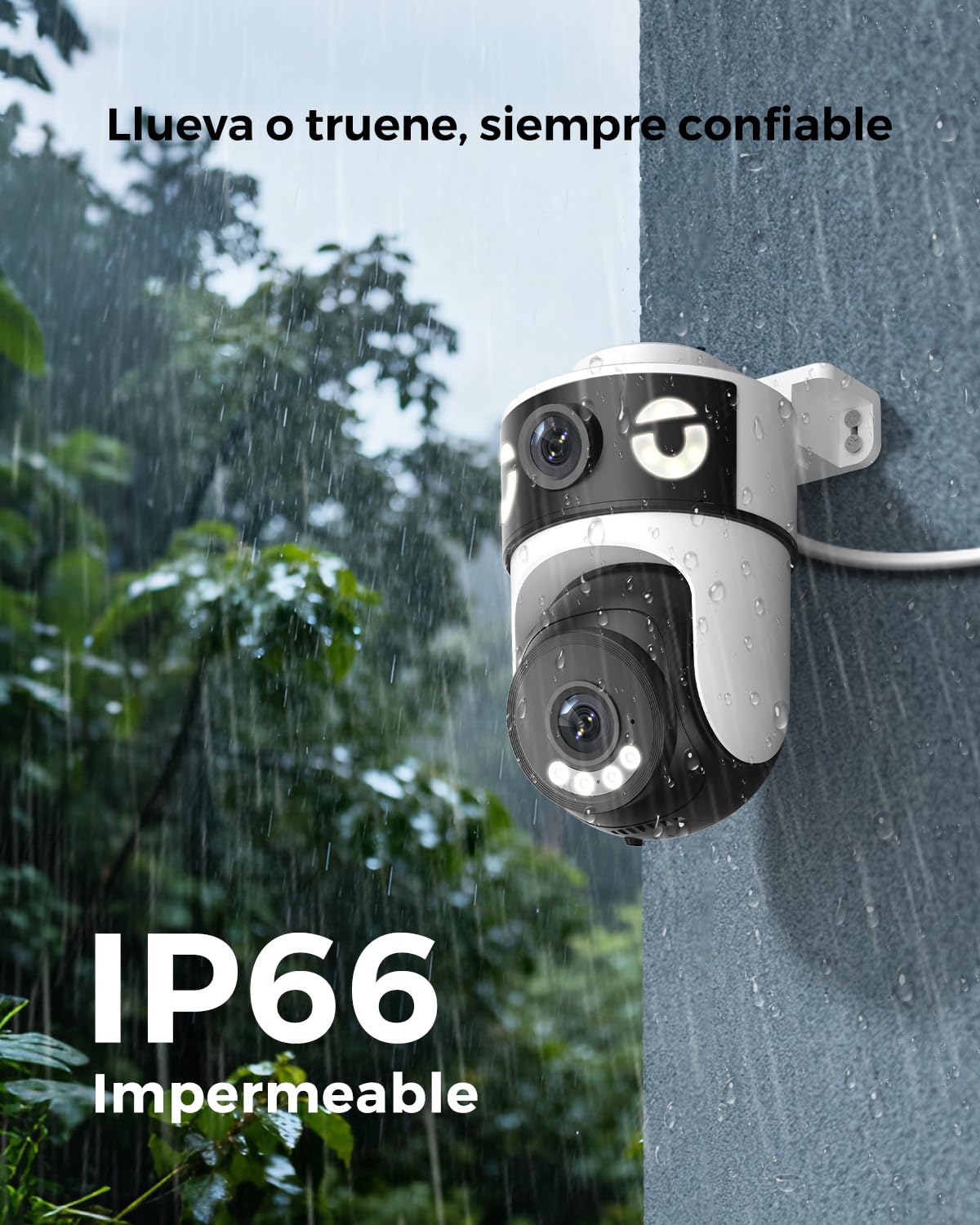 Reobiux 2K Camara Vigilancia WiFi Exterior con Doble Lente, Cámara IP Vigilancia Domicilio con Visión Nocturna Color, Seguimiento Automático, Audio Bidireccional, Grabación Continua 24/7, 2 Pack