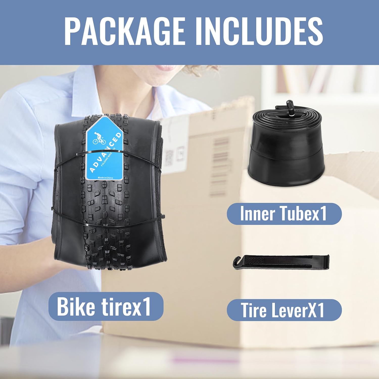 Hycline Fat Bike Tires Set: 20x4.0/26x4.0 Inch Folding Replacement MTB Fat Tires, All-Terrain High-Density Bicycle Tires with Inner Tubes and Tire Levers for Urban Street or Trail Riding