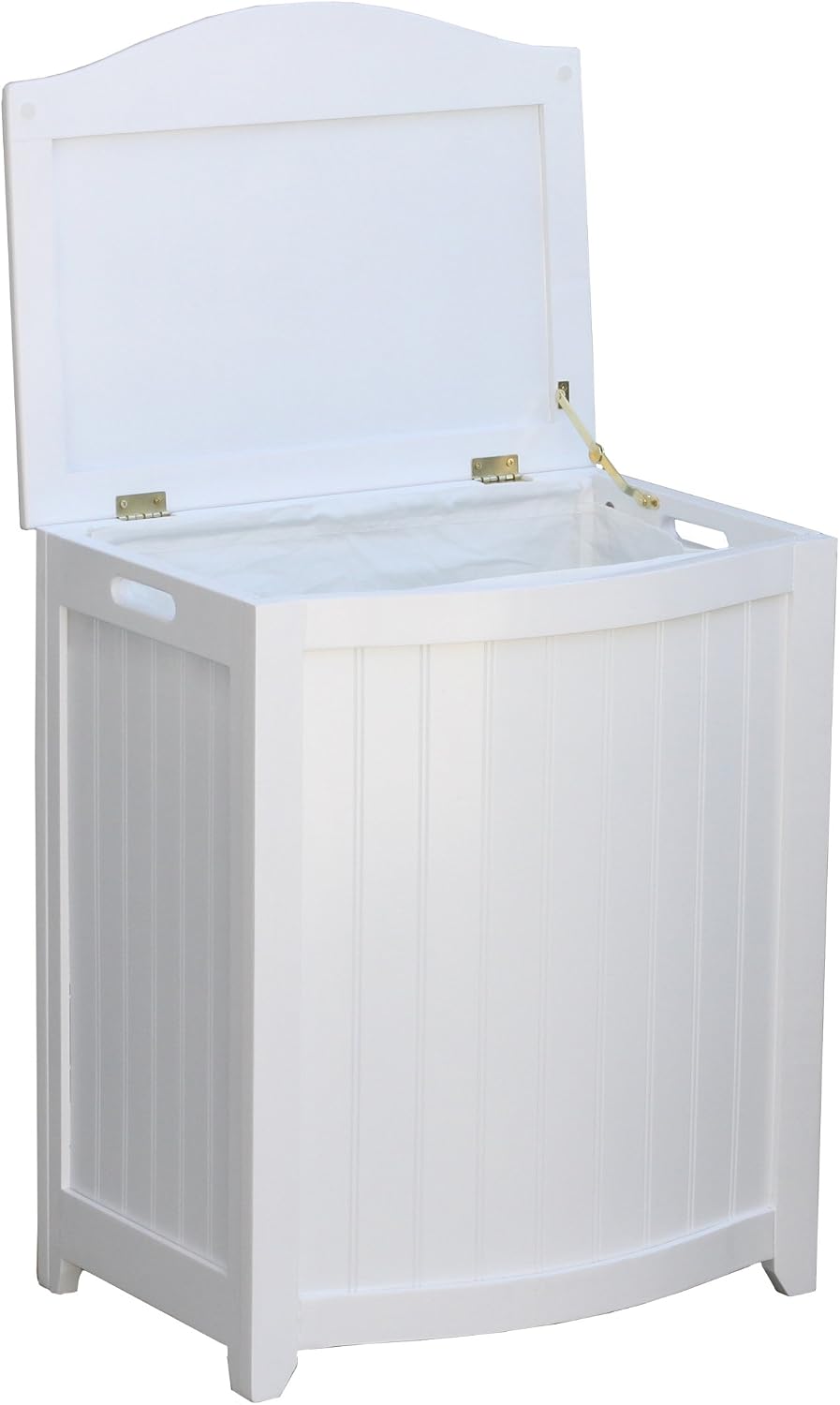 Oceanstar BHP0106W Bowed Front Laundry Wood Hamper, White Finished 24"x14.25"x20"