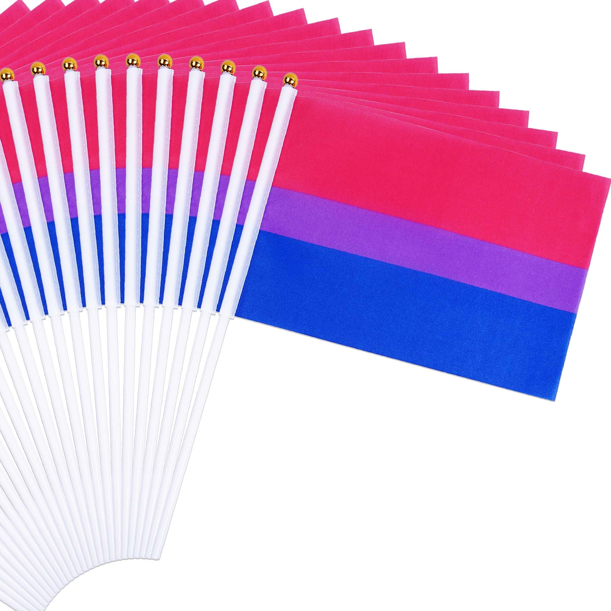 50 Pack Bisexual Pride Flags Pride Month Accessories Bi Pride Rainbow Flag Hand Held Flags Decorations Stuff for Parades Rainbow Festival Party