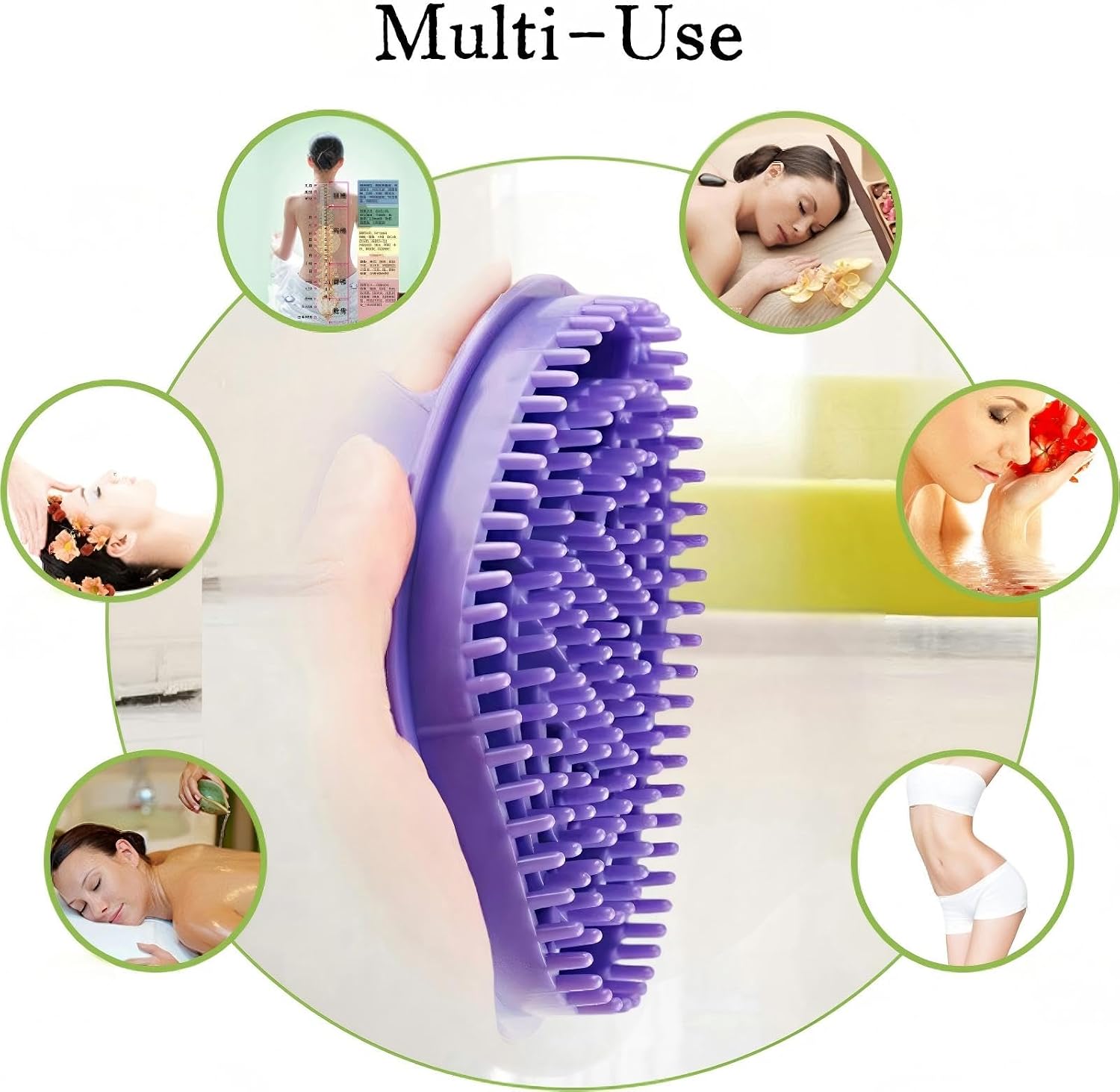 Meridian Body Massage Brush, Acupressure Glove, Bath Spa Tool Scalp Massager for Relaxation and Improved Circulation