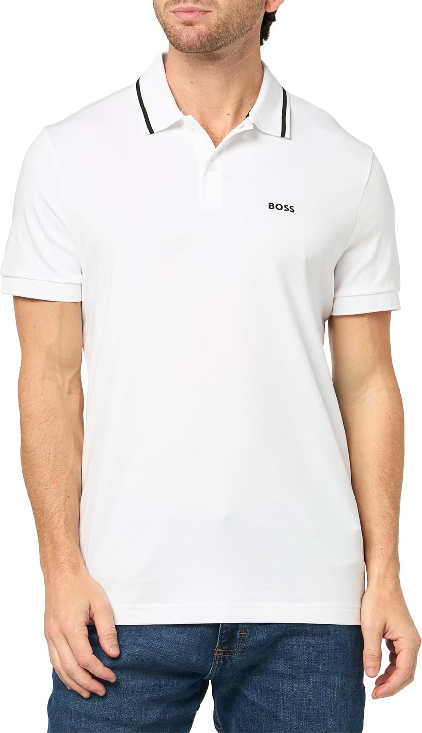 BOSS Men's Iconic Stripe Collar Polo Shirt