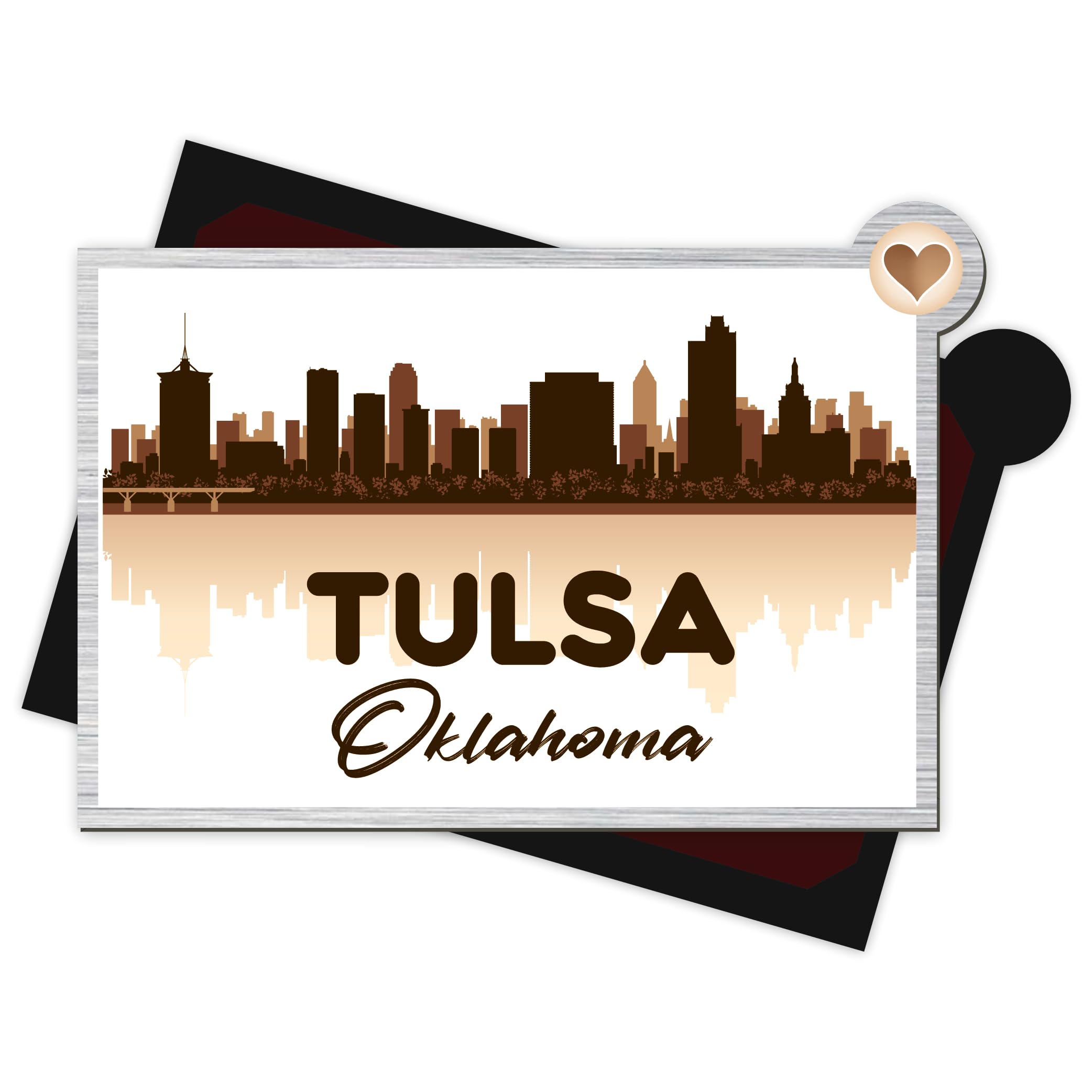 Connect & Collect Tulsa Famous City Silver ABS Fridge Magnet | 2x3 Inches, 1.5mm Thick Quality Finish | Gift for New Home and Office - Pack of 1