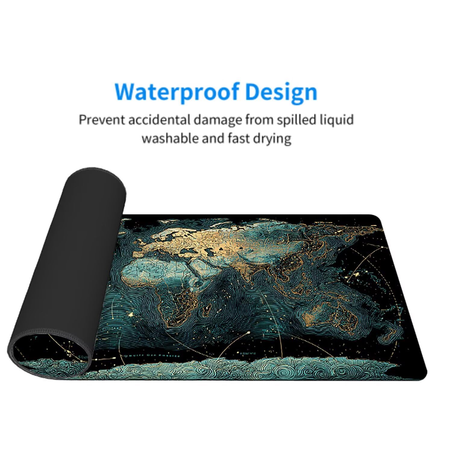 Abstrakcyjna podkładka pod mysz pod mysz pod mysz do gier XXL 1200 x 600 x 3 mm podkładka pod mysz gumowa mapa świata duża podkładka pod rękę gracz akcesoria wodoodporne PC, do klawiatury komputera w