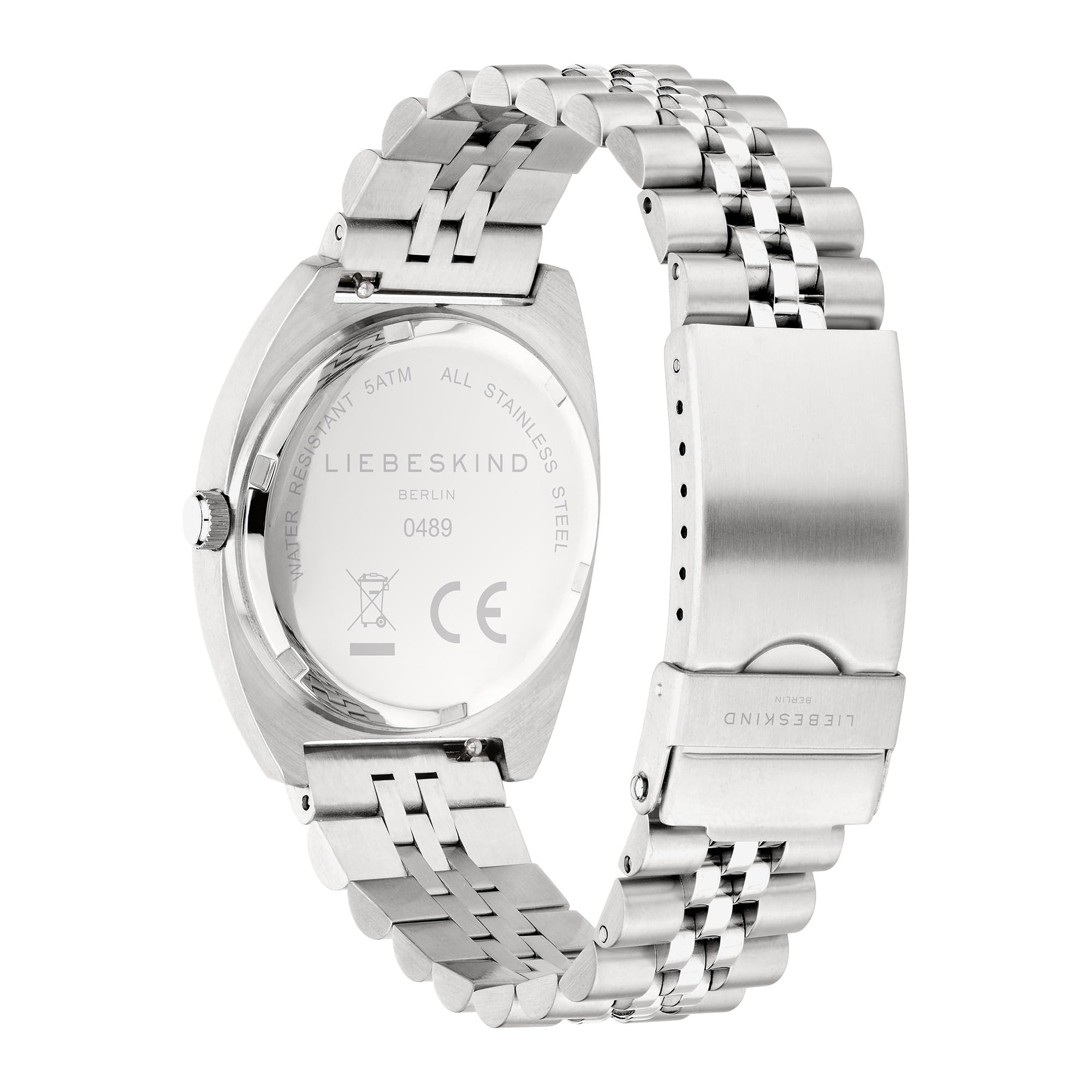 Liebeskind Berlin Set - Silberne Damenuhr mit schwarzem Zifferblatt und passendem Beads-Armband - Silber - Edelstahl - Analoge Armbanduhr mit Quarzwerk - 34 mm - 10 ATM - Kratzfest