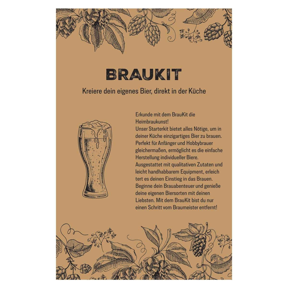 Braukit - Pils Bierbrauset mit 5L Gärflasche | Malzmischung, Hopfen, Hefe, Thermometer, Reiniger, Abfüller | Einfache Handhabung, Perfekt für Einsteiger | Geschenk für Männer