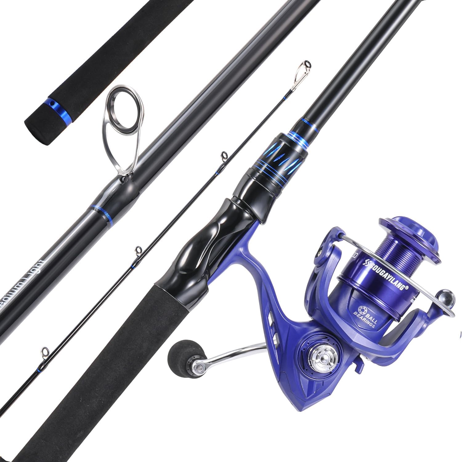 Sougayilang Spinning&Spincast Fishing Rod Reel Combo, 2 Pieces Medium Pole with Strong Smooth Fishing Reel for Freshwater