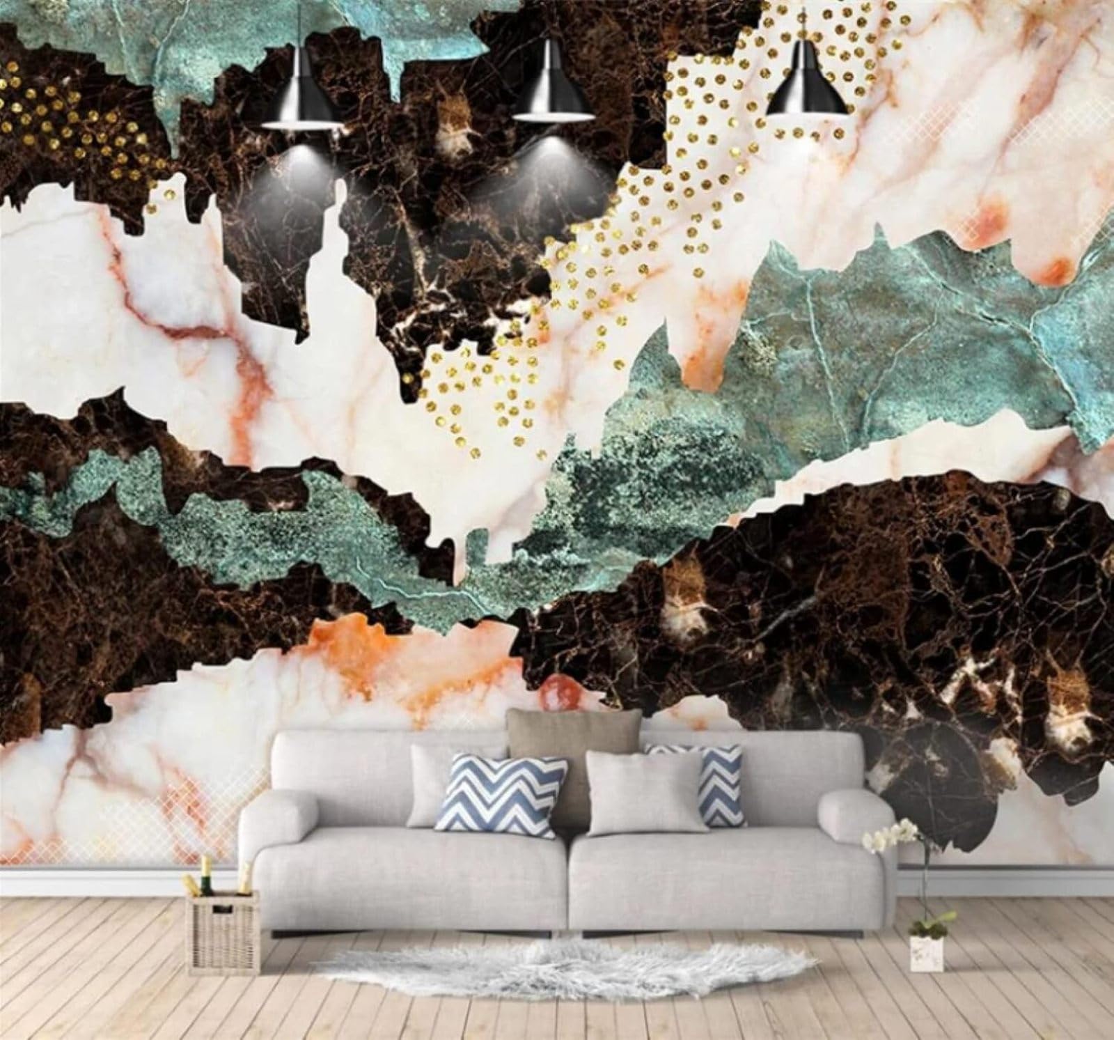 XLMING Abstract Gold Patterns Faux Marble Landscape 3D Wallpaper Luxury Home Dining Decor Paste Sofa Living Room The Wall for Bedroom Mural-150cm×105cm