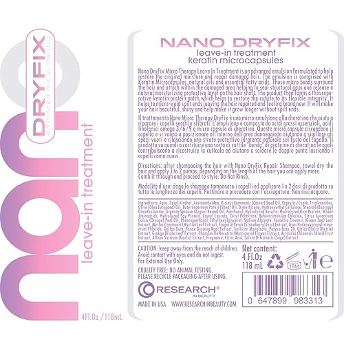 Miniatura 7 de Nano DryFix Therapy Tratamiento acondicionador sin enjuague, tratamiento de queratina para cabello seco y dañado (4 fl oz)