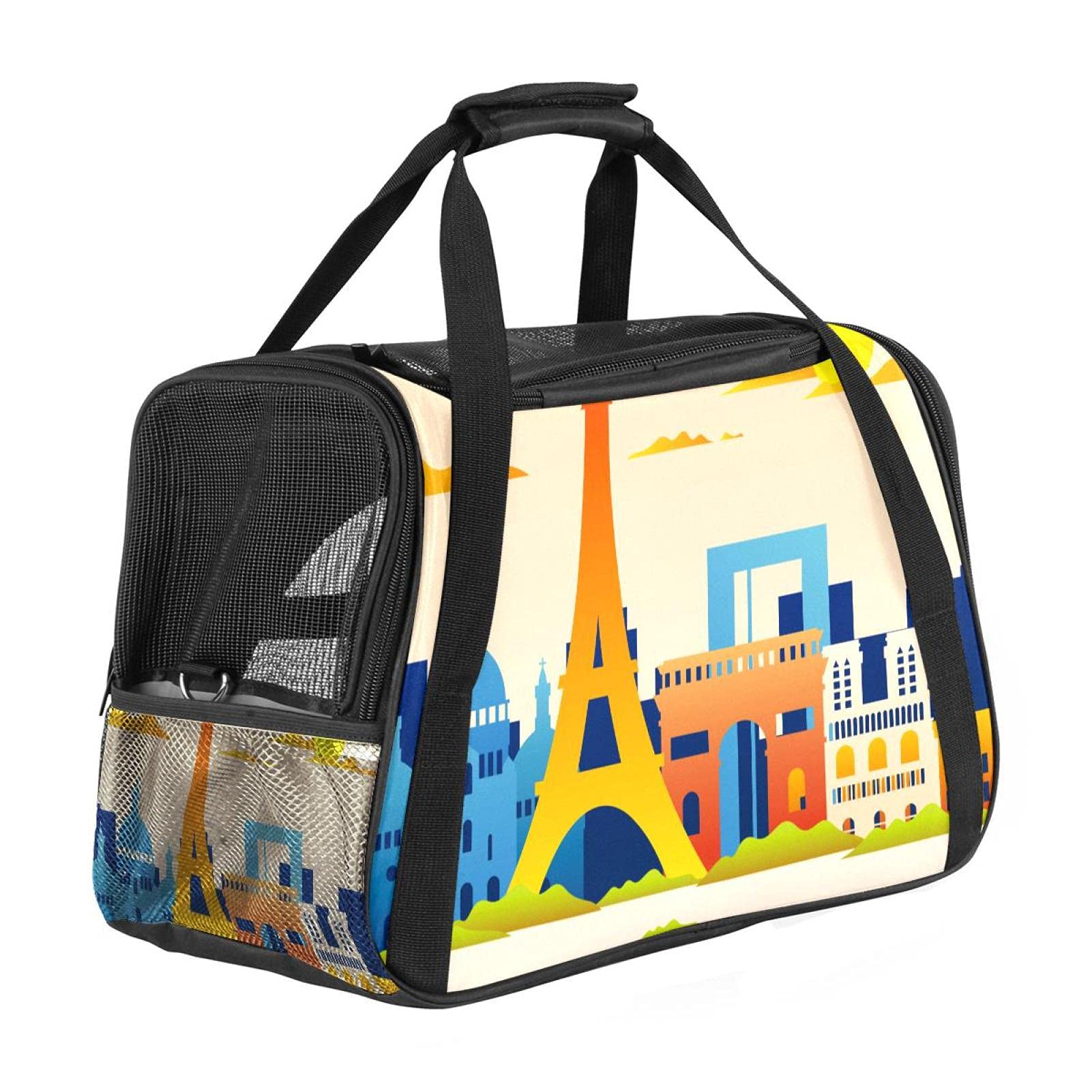Sac de transport pliable pour chat et chien motif Paris homologué avion