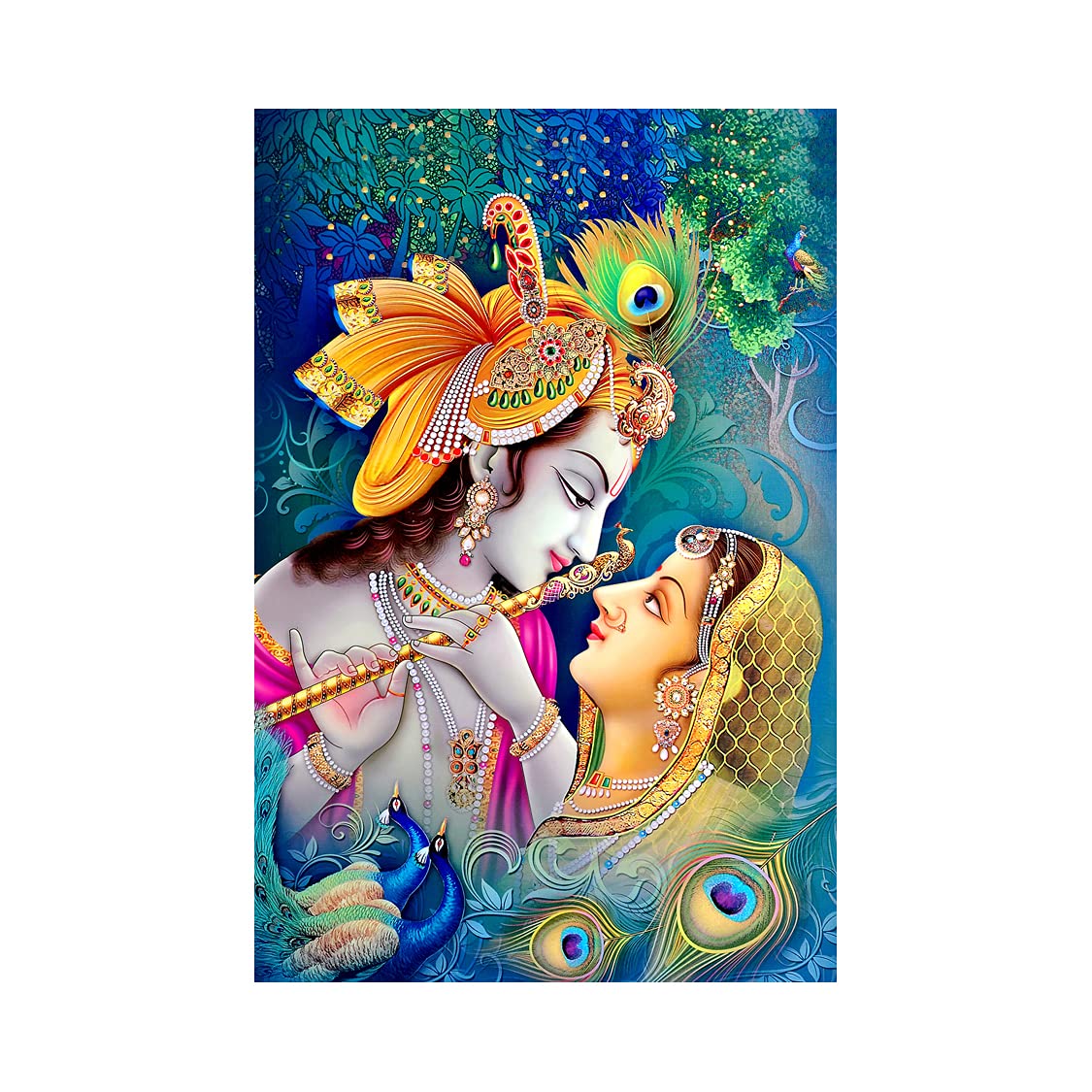 Dharvika Innovations Radha Krishna Poster Big Size Sparkle Coated Self Adhesive Waterproof Painting Vinyl Poster Without Frame (24 x 36 inch)