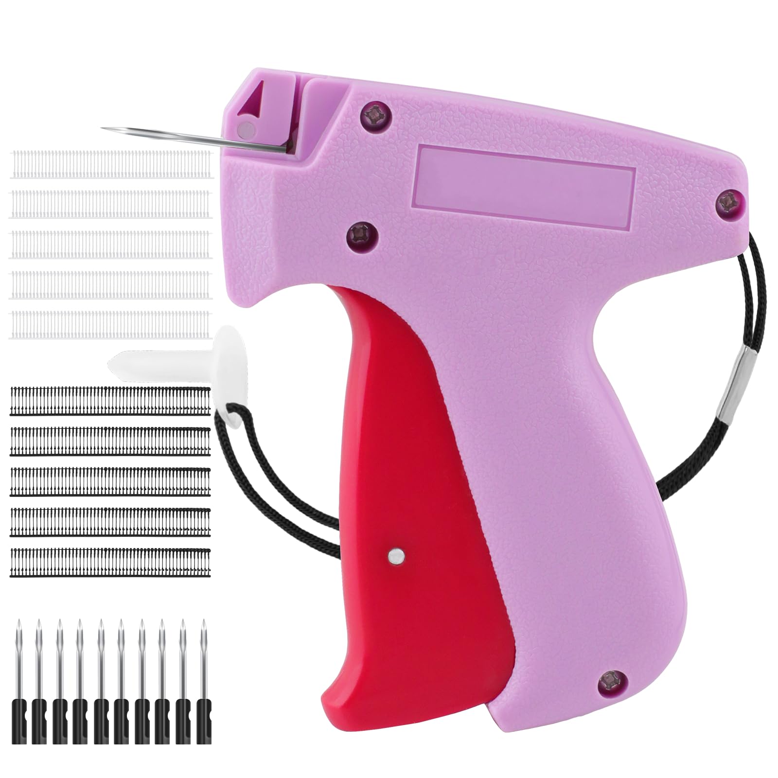 Stitch Gun for Clothes, Price Tagging Gun for Clothing, Micro Fabric Quick Clothing Fixer with 10 Needles & 1000 Pcs Barb Fasteners for Retail Garment Label(Pink)