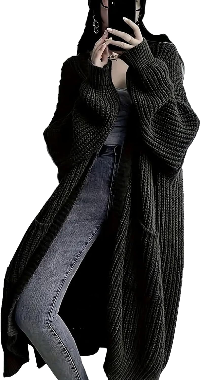 Womens Long Cardigan Sweaters Open Front Oversized Duster with Pocket for Women 2025 Fall Winter Knit Design Coats