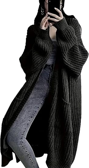 Womens Long Cardigan Sweaters Open Front Oversized Duster with Pocket for Women 2025 Fall Winter Knit Design Coats