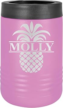 Personalized PINEAPPLE 12 oz. Can Holder, Beach Gift - Laser Engraved Polar Camel Suregrip Stainless 12 oz. Beverage Holder, 13 Available Colors Lavender