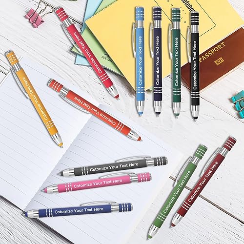 Miniatura 6 de Kingluu 50 bolígrafos personalizados suaves al tacto con lápiz capacitivo, grabado gratis, tinta negra con tu nombre, logotipo, mensaje y texto,