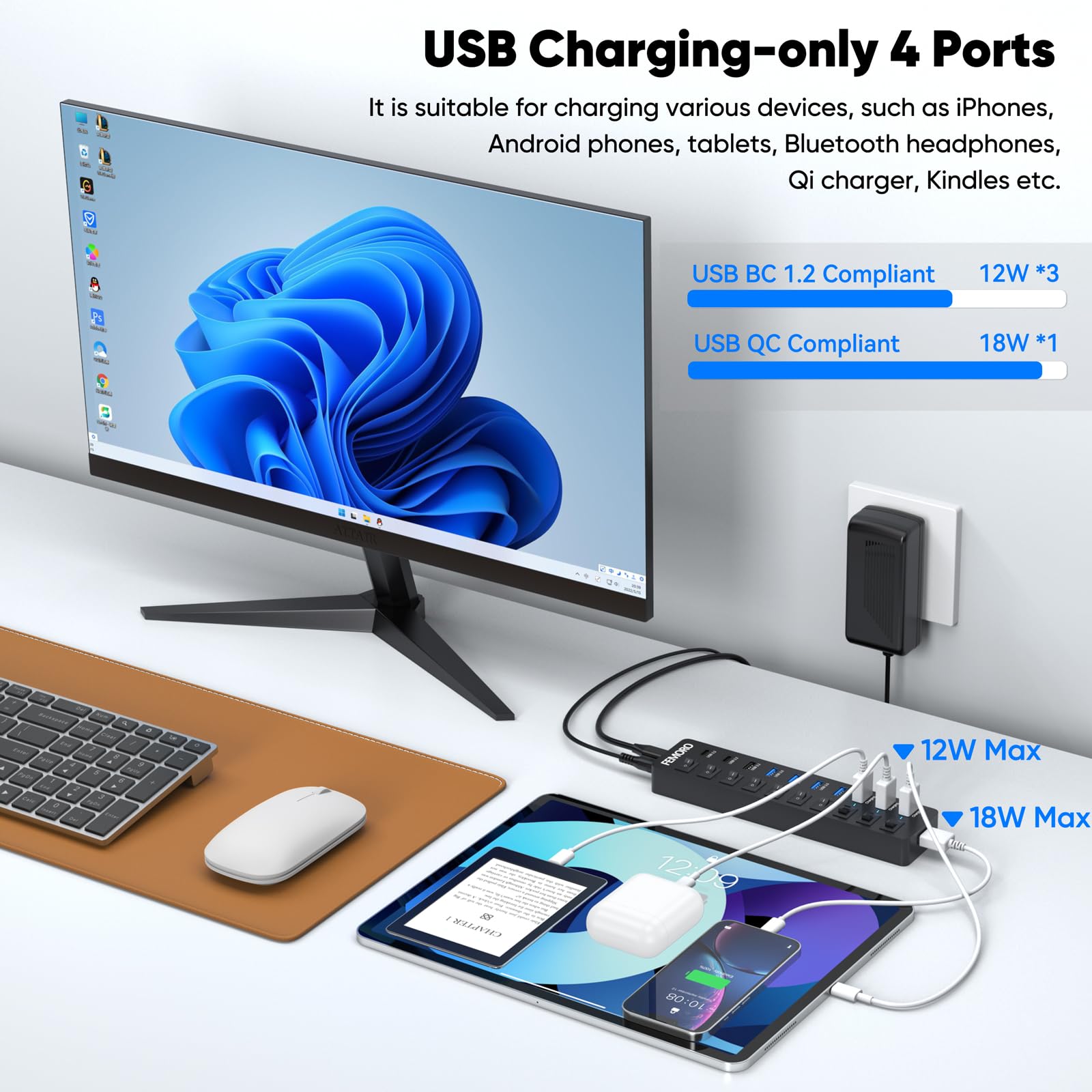 Concentradores USB FE068 (11 puertos, 1 paquete)