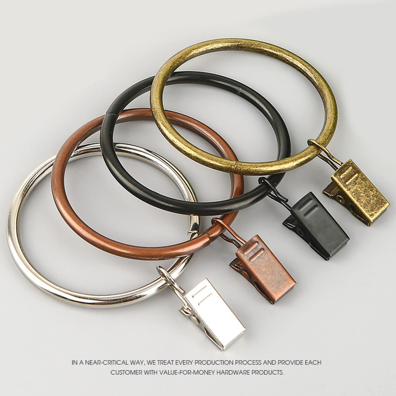 Confezione 90 Anelli Metallici Per Tende Con Clip – Diametro 3,2 Cm, Colore Bronzo, Per Aste Fino A 2,5 Cm - 2