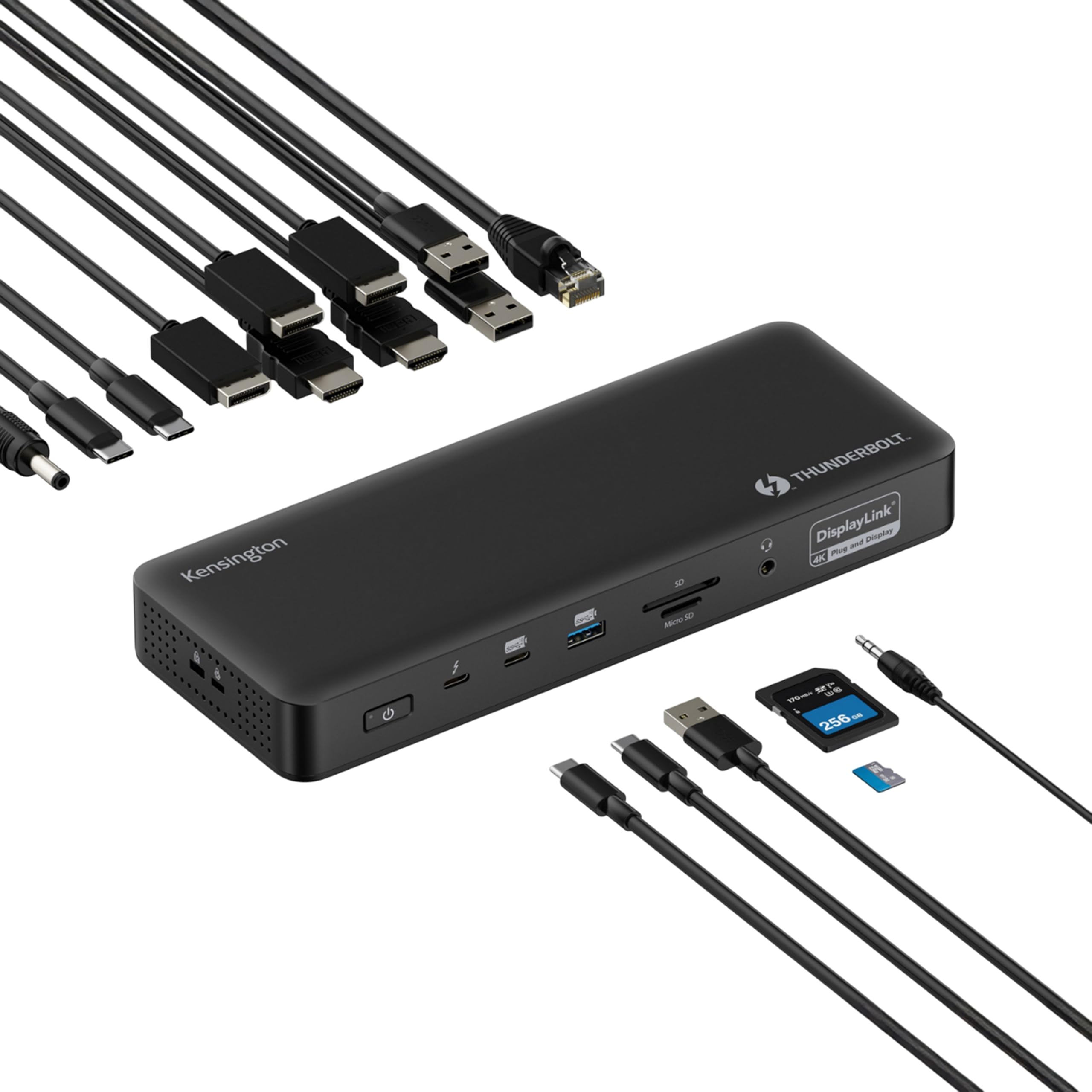 Kensington SD2480T Thunderbolt 3 Y USB-C Dual 4K Hybrid Nano Dock Con Lector De Tarjetas Pd De 60 W Sd Y Micro Sd Para Windows Y Macbooks