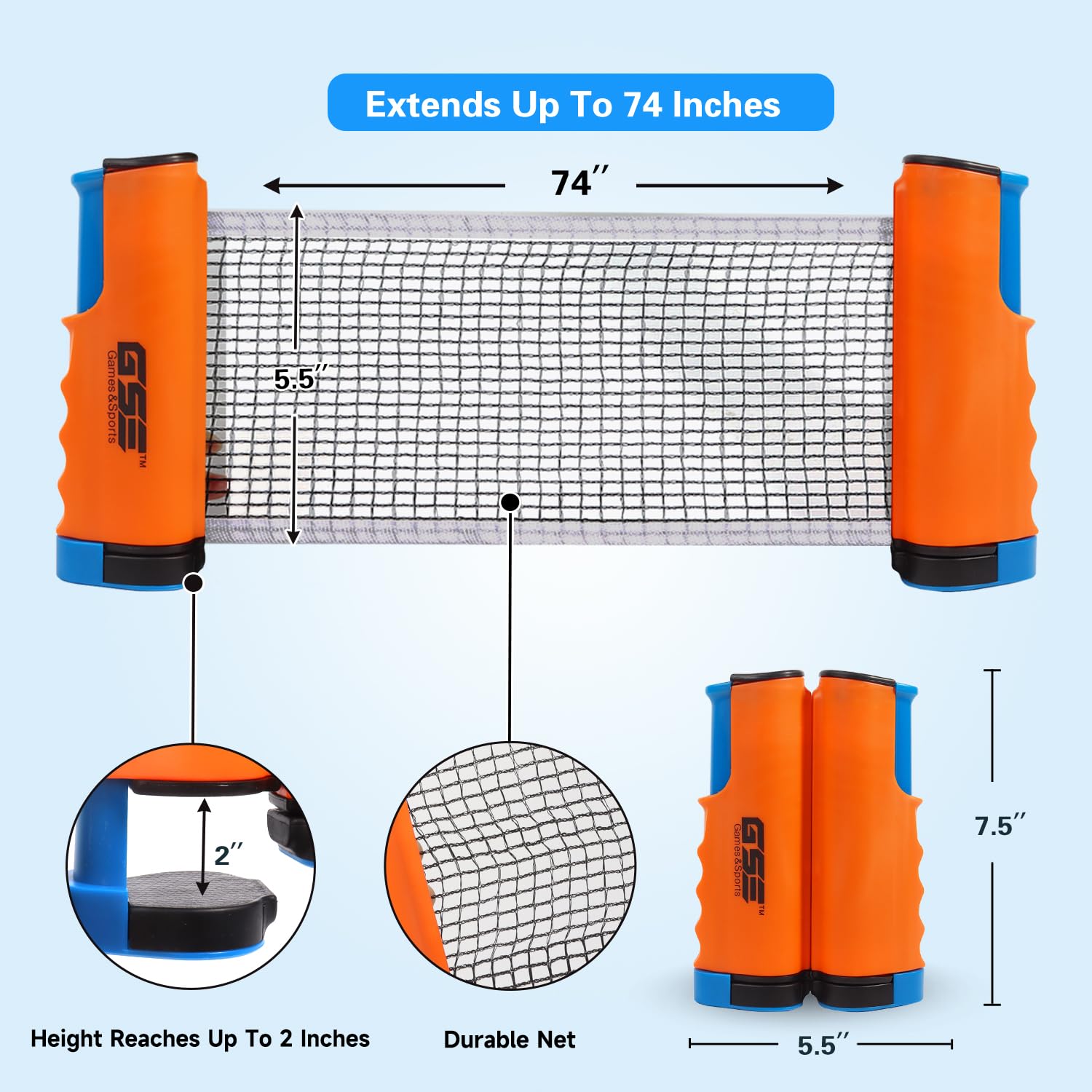 Snapklik.com : GSE Adjustable Retractable Ping Pong Net & Post Portable ...