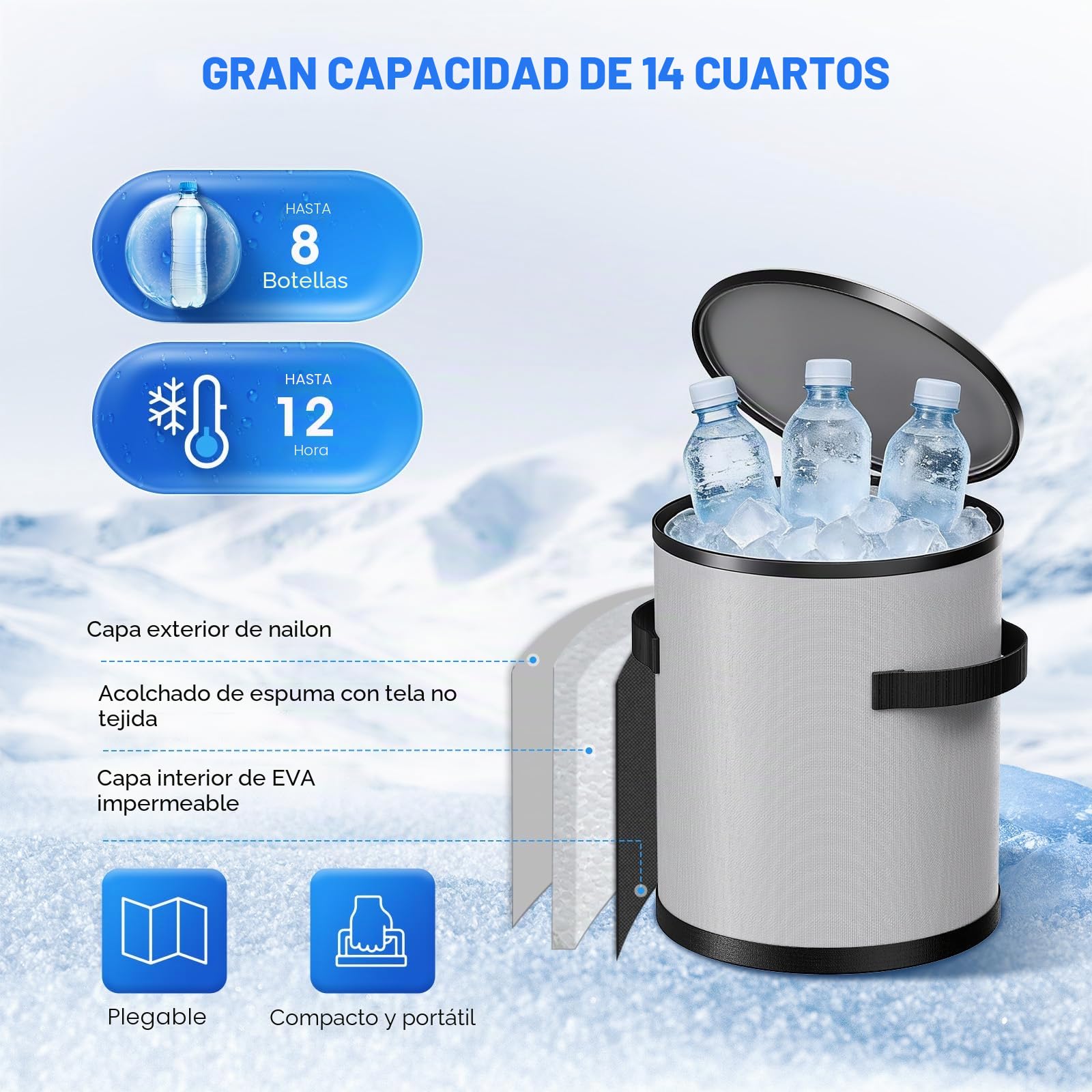 Máquina de crioterapia portátil con temporizador – manguito de hielo reutilizable para rodilla, cadera, tobillo y muslo