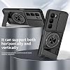 Funda compatible con Infinix Hot 60i 4G, compatible con Infinix Hot 60 5G, soporte magnético para auto, ventana deslizante para cámara, anti caídas 2 en 1 【PC+TPU】 con anillo y patas, negra 7